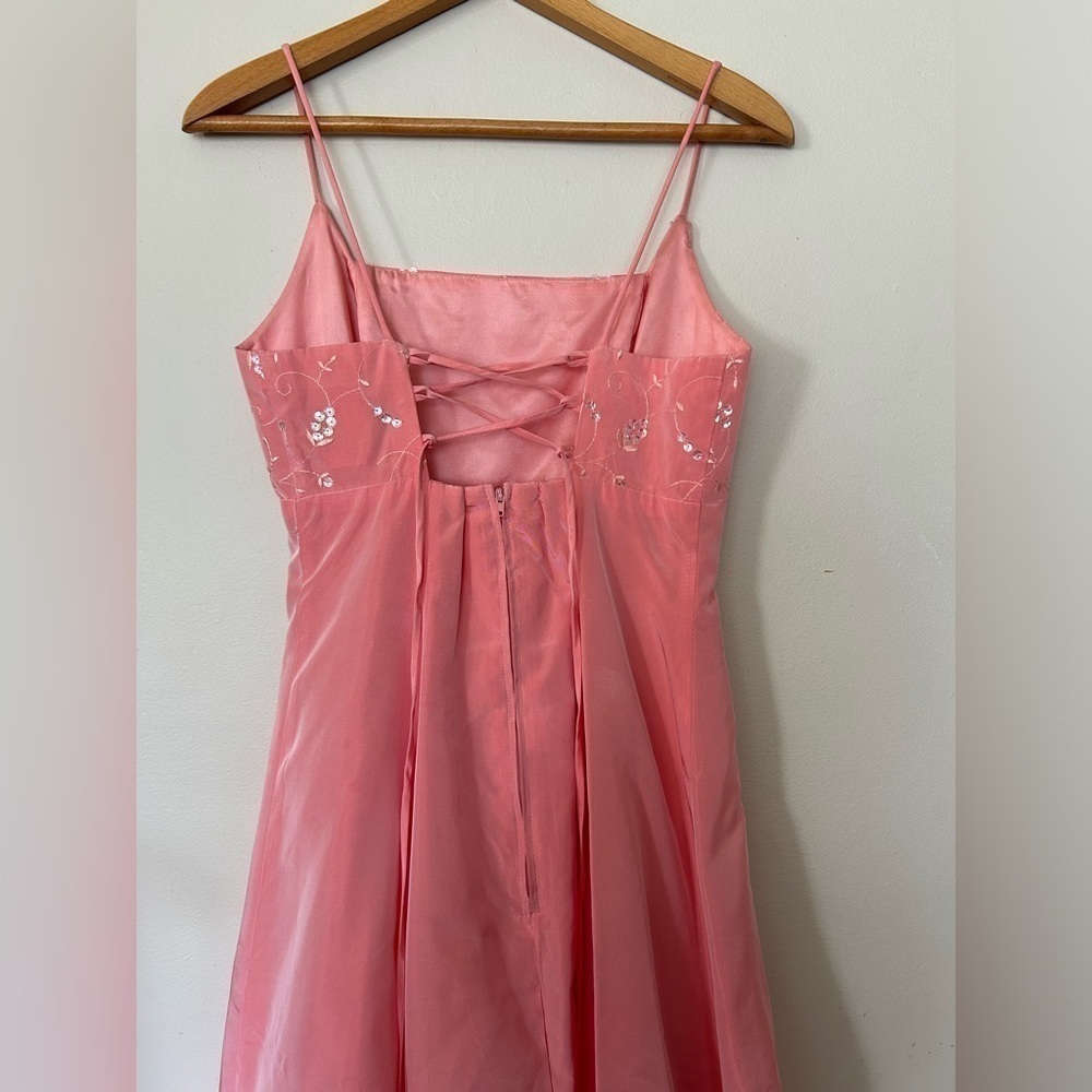 VTG Y2K BE SMART SLEEVELESS SPARKLE TIE AND SKARF MAXI DRES 5/6 HOCO Homecoming - Picture 11 of 15